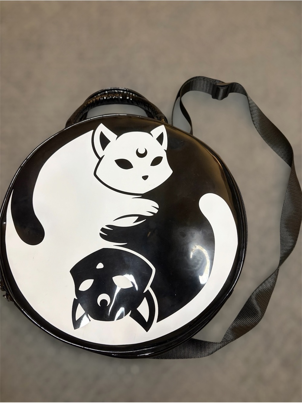 Killstar Black & White Yin-Yang Cat Crossbody Bag